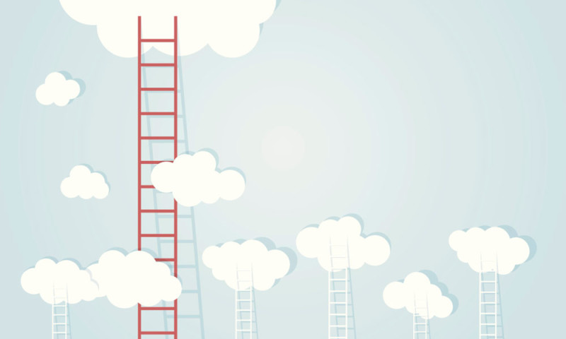 up the ladder
