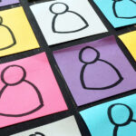 Marketing business segmentation concept. Figurines on the memo sticks.