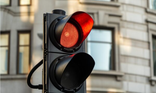a traffic light on red