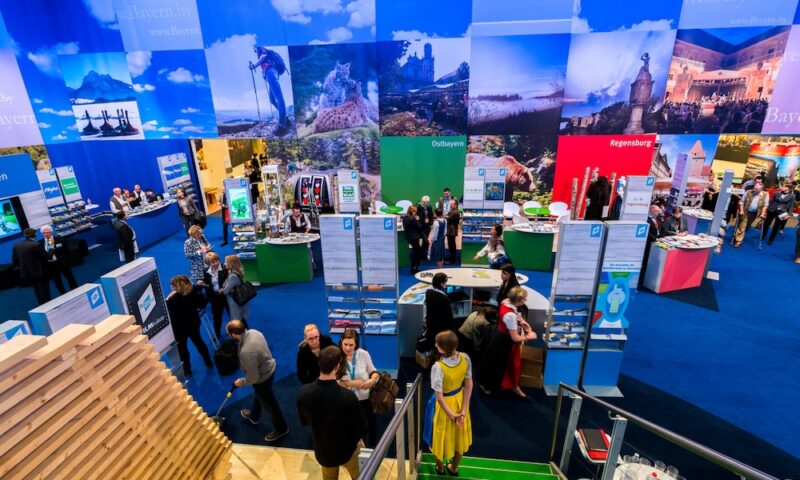 Visitors at the 2016 ITB travel trade show at the exhibition grounds in Berlin, Germany