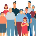 A modern asian family group illustration