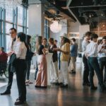 Group of multiracial Asian business person coffee break social gathering after seminar business conference