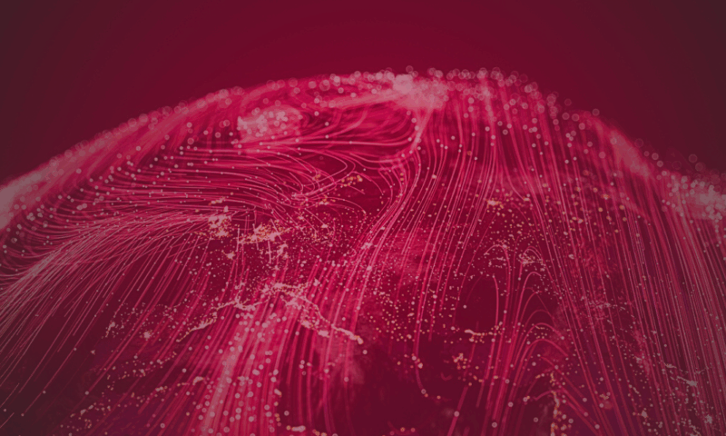 A detailed visualization of global information networks. The dynamic lines and glowing patterns symbolize the flow of data.