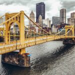 A beautiful view of the famous Rachel Carson Bridge in Pittsburgh, Pennsylvania