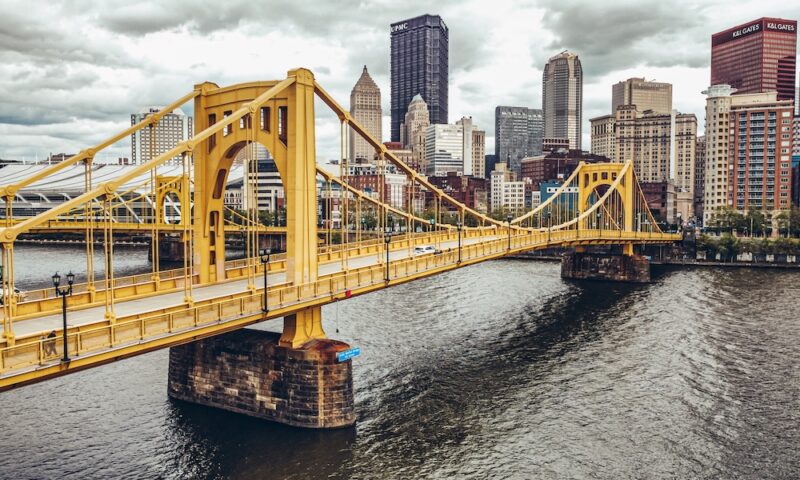 A beautiful view of the famous Rachel Carson Bridge in Pittsburgh, Pennsylvania
